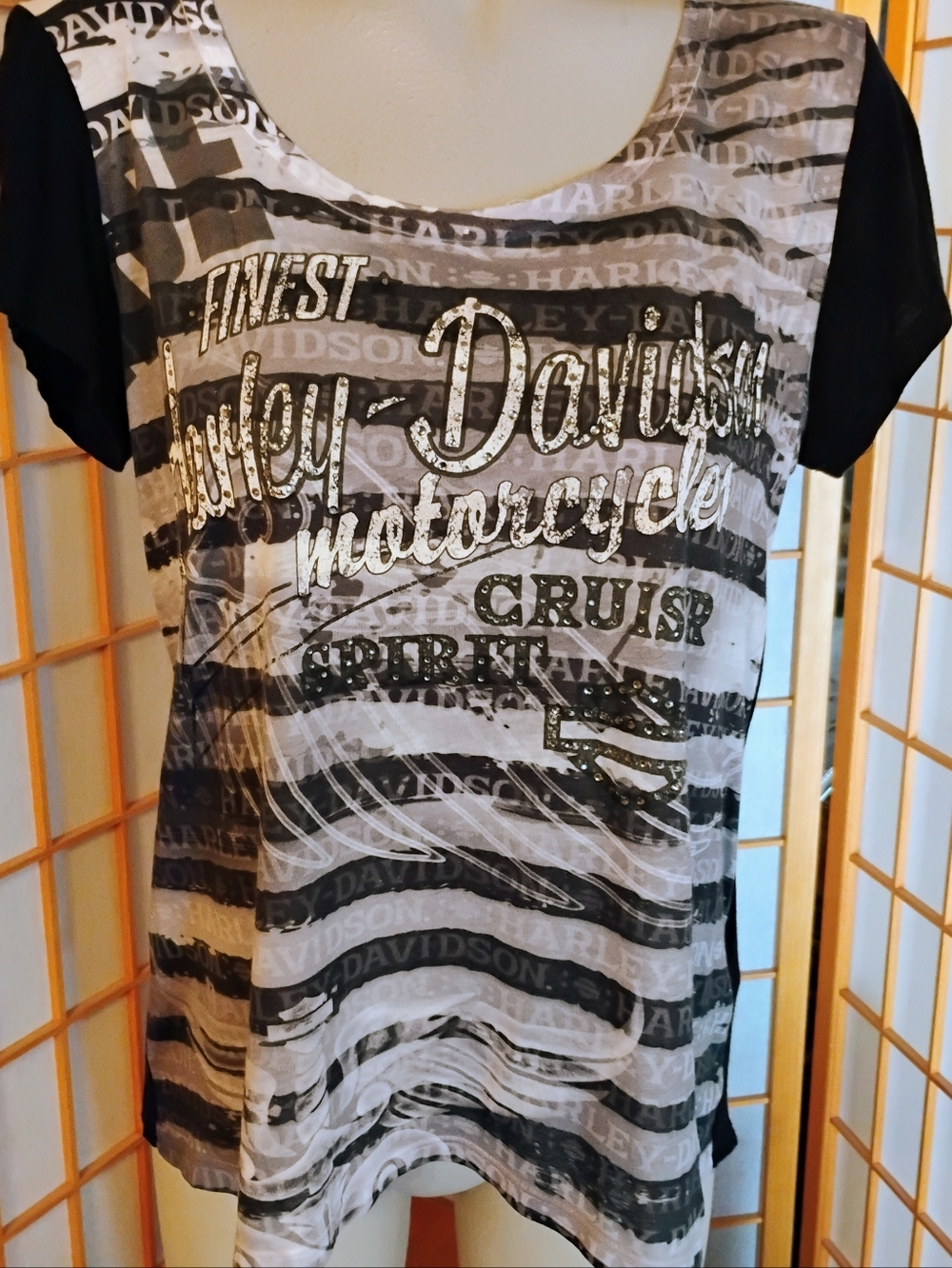 Harley Davidson Bling/ Open Back Shirt, LG